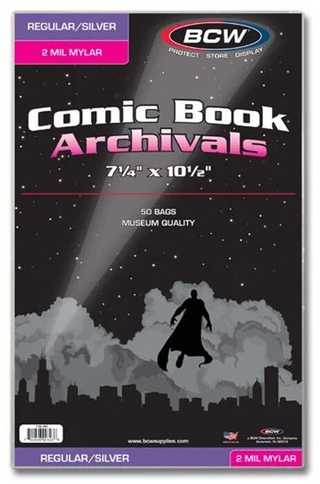 Silver Mylar Comic Book Bags 2 mil 50 BCW Archival Polyester Semi Rigid Holder