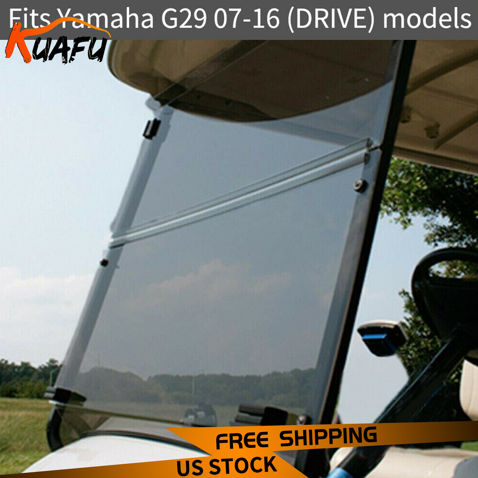 For Yamaha G29 Drive 07-16 Golf Cart Tinted Folding Down Windshield Windscreen