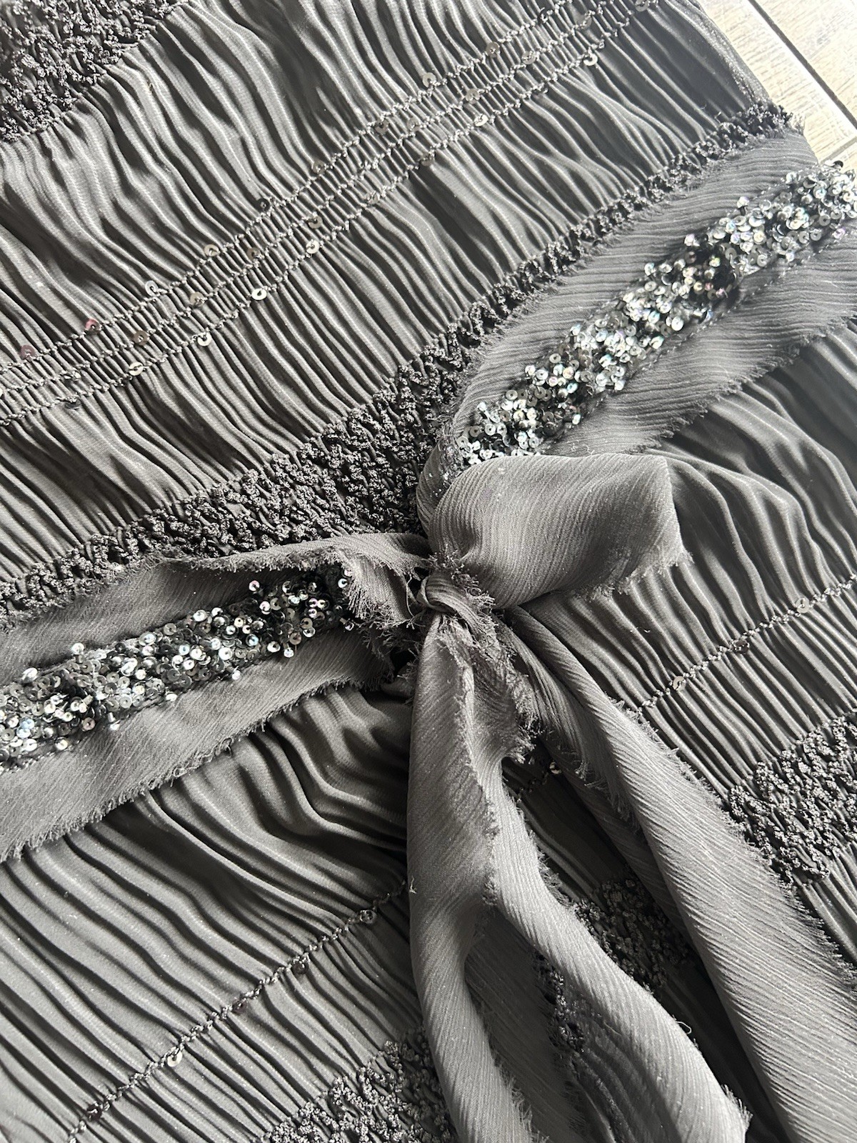 ABS Allen Schwartz Black Sheer Small Vintage Dress With Belt