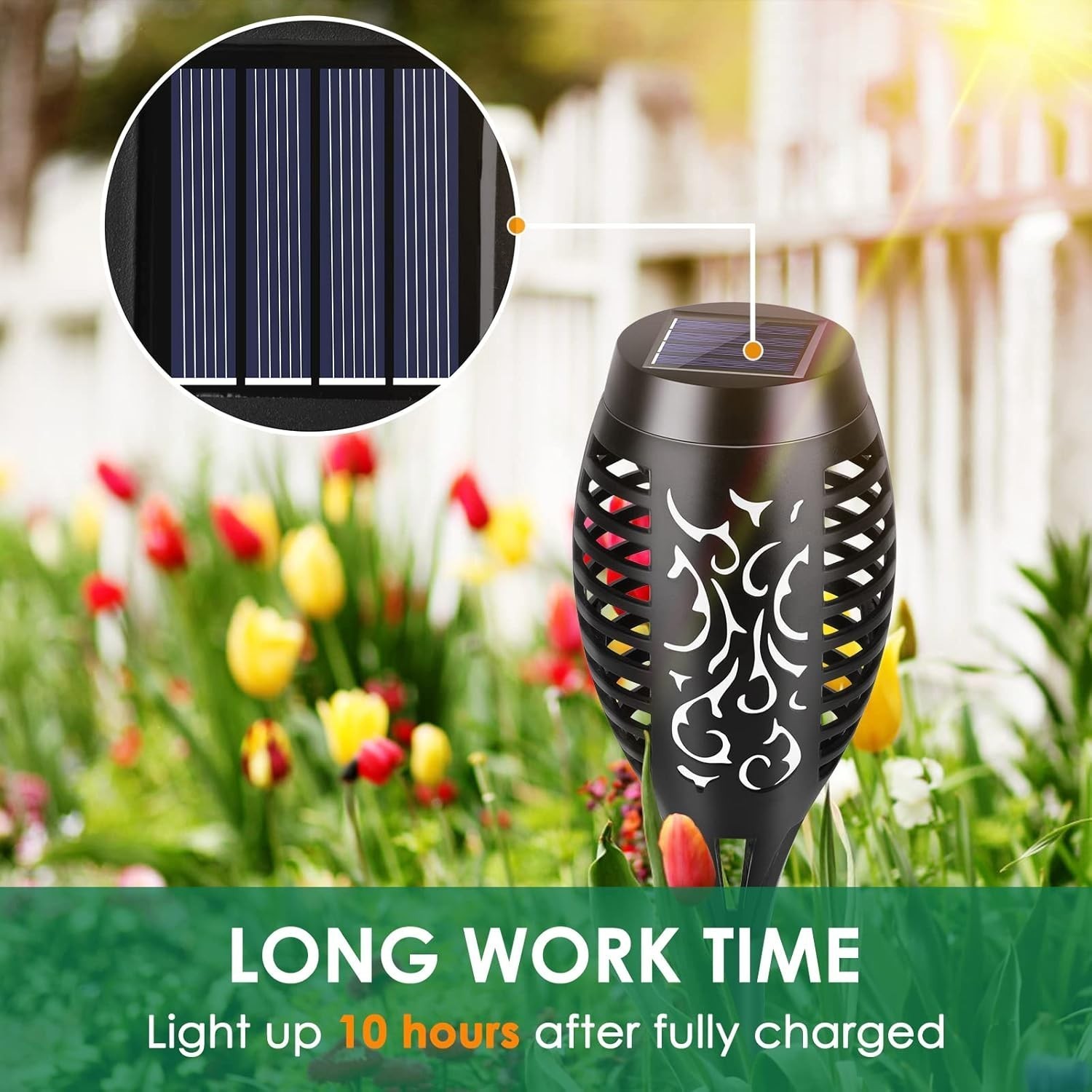 6Pack Flickering LED Solar Flame Tiki Torch Lights Outdoor Garden Yard Lawn Lamp