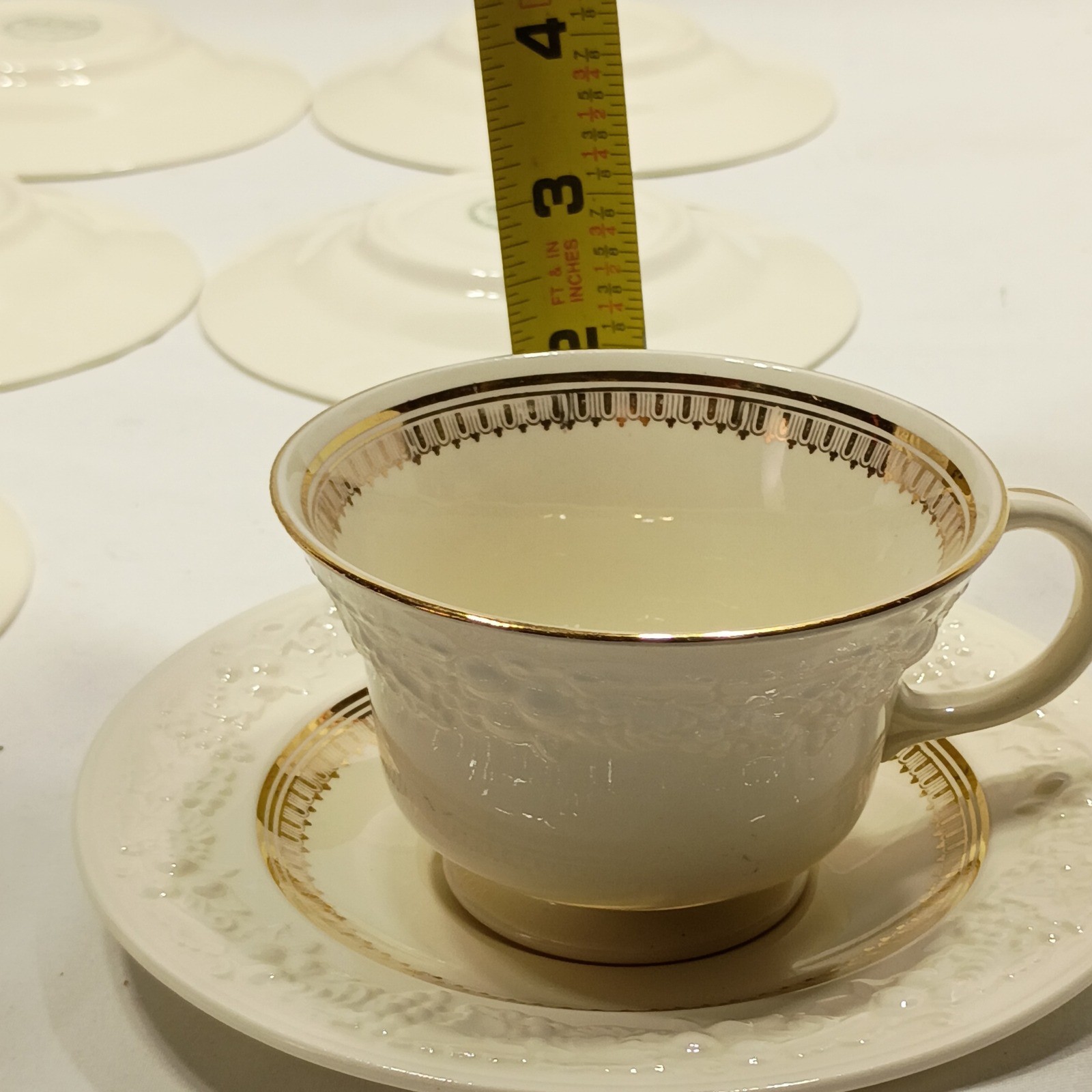 Vintage Homer Laughlin Eggshell Theme Floral Teacup & Saucer Sets (6) USA 1940s