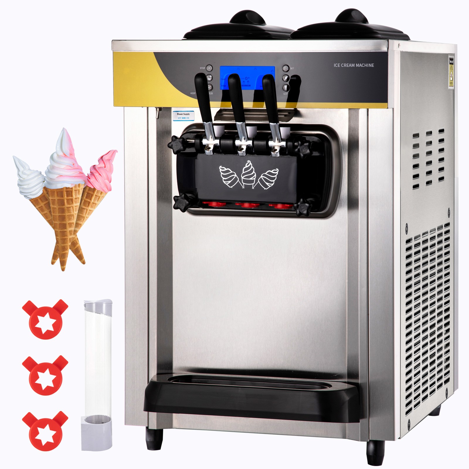 Uimoso Commercial Ice Cream Machine 22-30L/H 2200W Countertop Soft Serve Maker