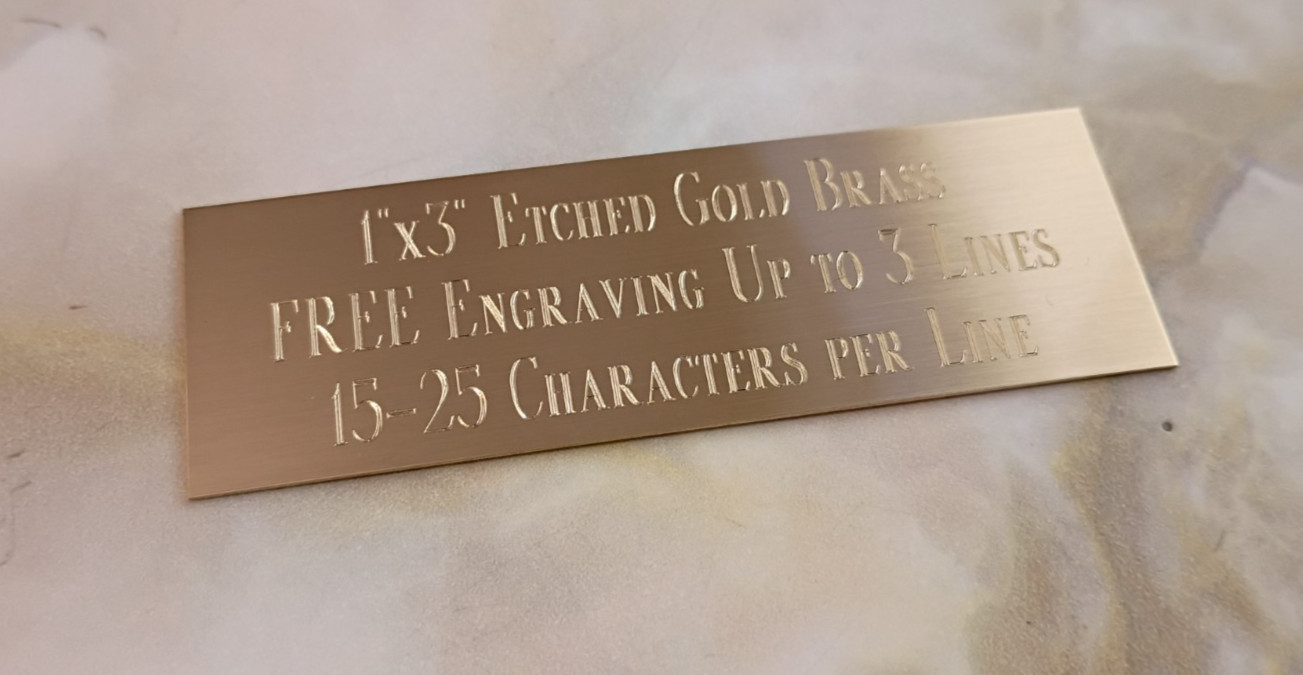 1"x3" GOLD BRASS NAME PLATE ART-TROPHIES-GIFT-TAXIDERMY-FLAG CASE FREE ENGRAVE