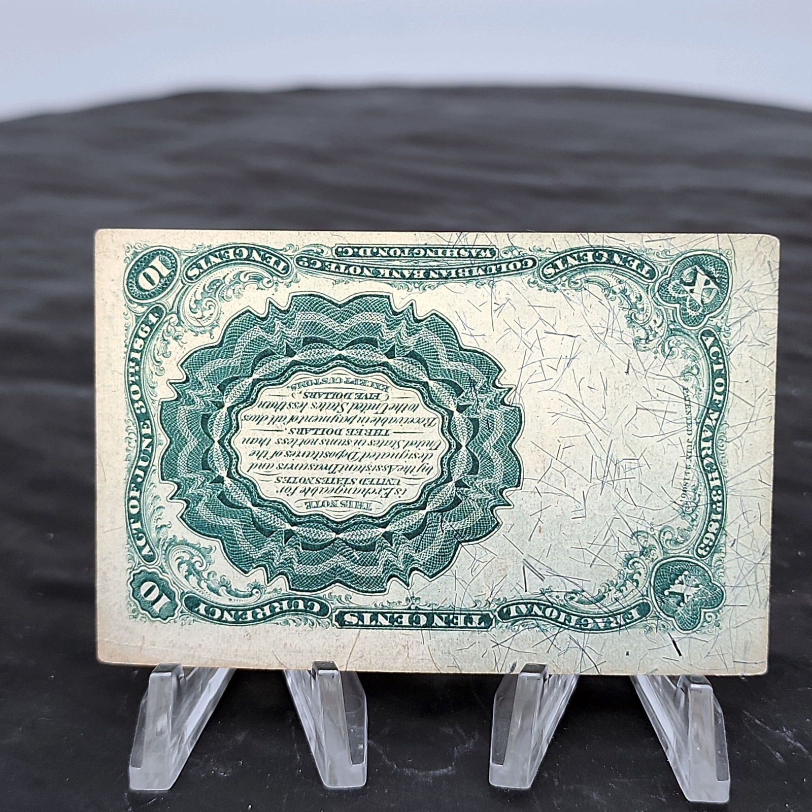 1874 10c Fractional Currency 5th Issue Meredith Red Seal US Paper Money Bill✅