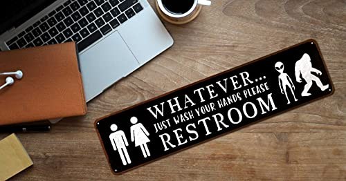 Funny Restroom Sign | 4"x16" Metal Tin | All Gender Just Wash Your Hands Please