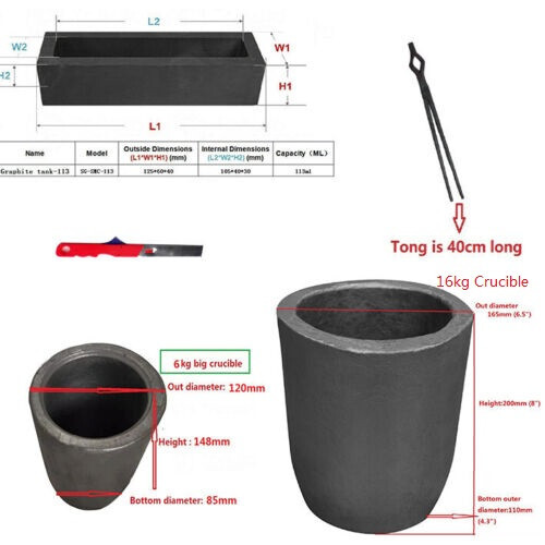 16 KG Gas Metal Melting Furnace Kit Foundry Casting Lifting and Pouring Tongs