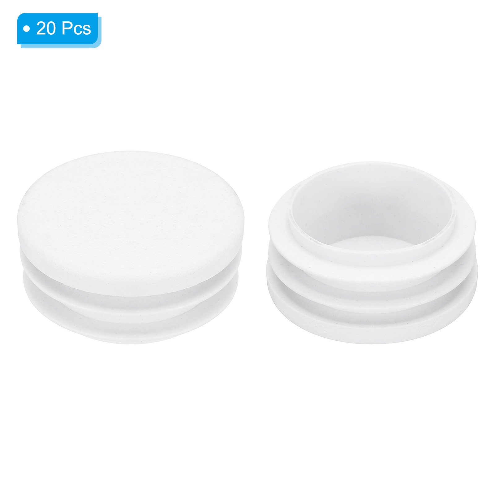 20Pcs 1.25" Plastic Tubing End Caps Round Hole Plug Insert White