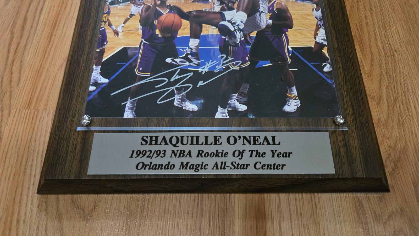 SIGNED Shaquille O'Neal Wall Plaque Shaq Rookie of the Year 1993 Orlando Magic