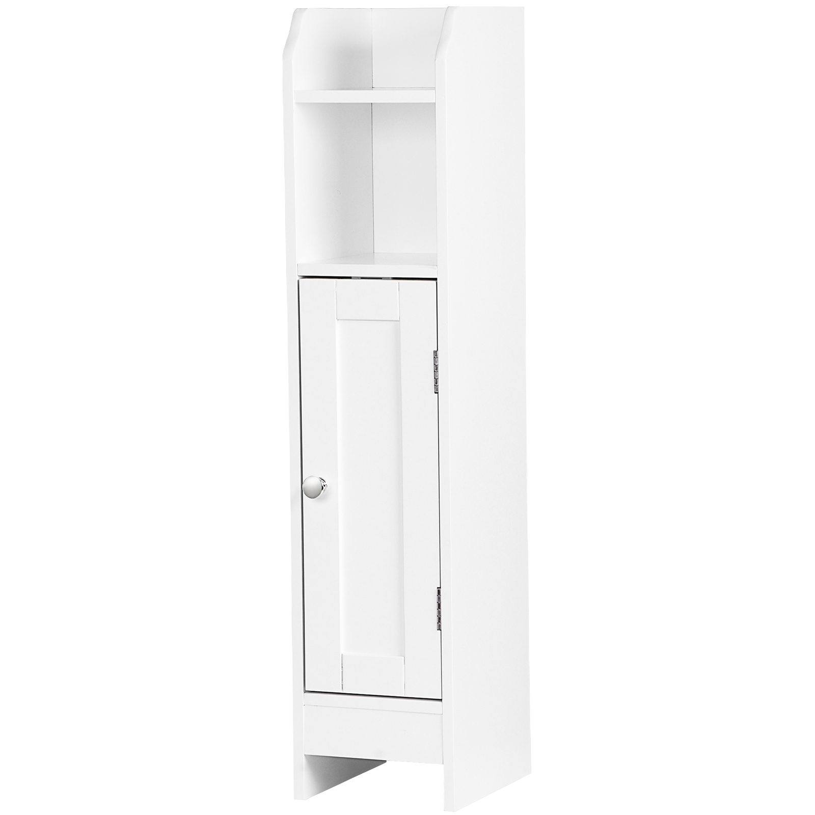 Small Bathroom Storage Cabinet White Floor Standing w/ Door & Shelves Storage
