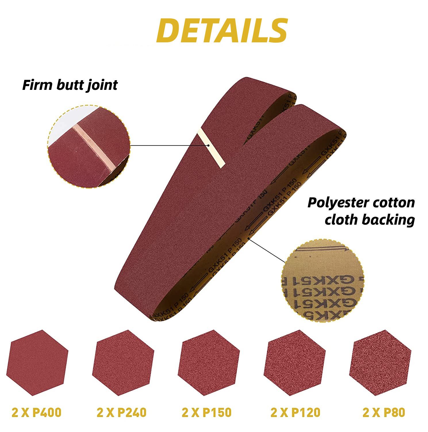 22x Sanding Belts 4 x36 in Sander Belt 6 in PSA Self Adhesive Discs 80-400 Grit