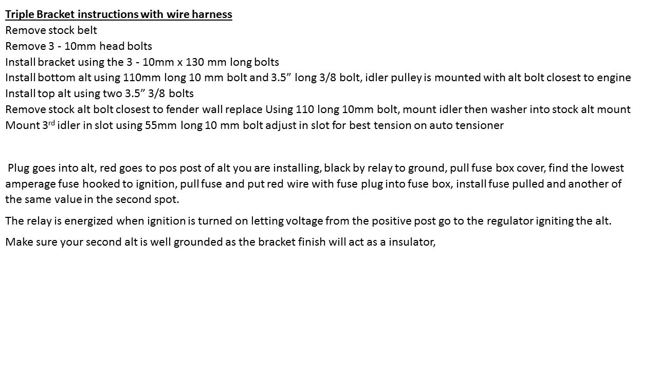 Triple Alternator Bracket Kit Chevy/GM 2000 - 2013, read description