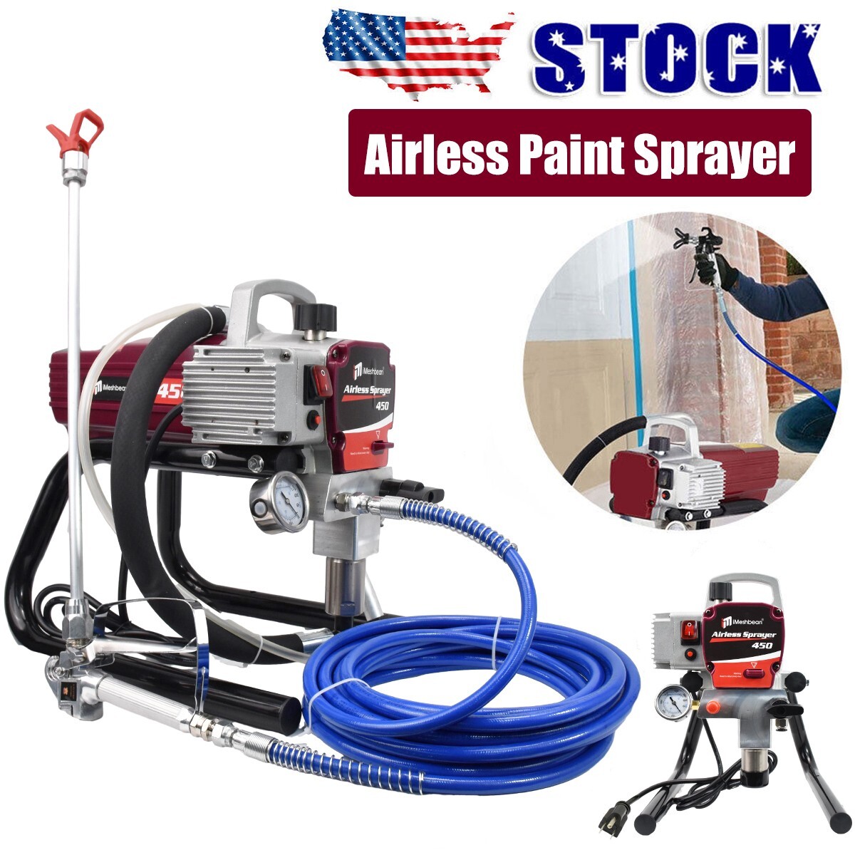2.5HP Electric Airless Paint Sprayer High Efficient 3300PSI W/Extension Rod 110V