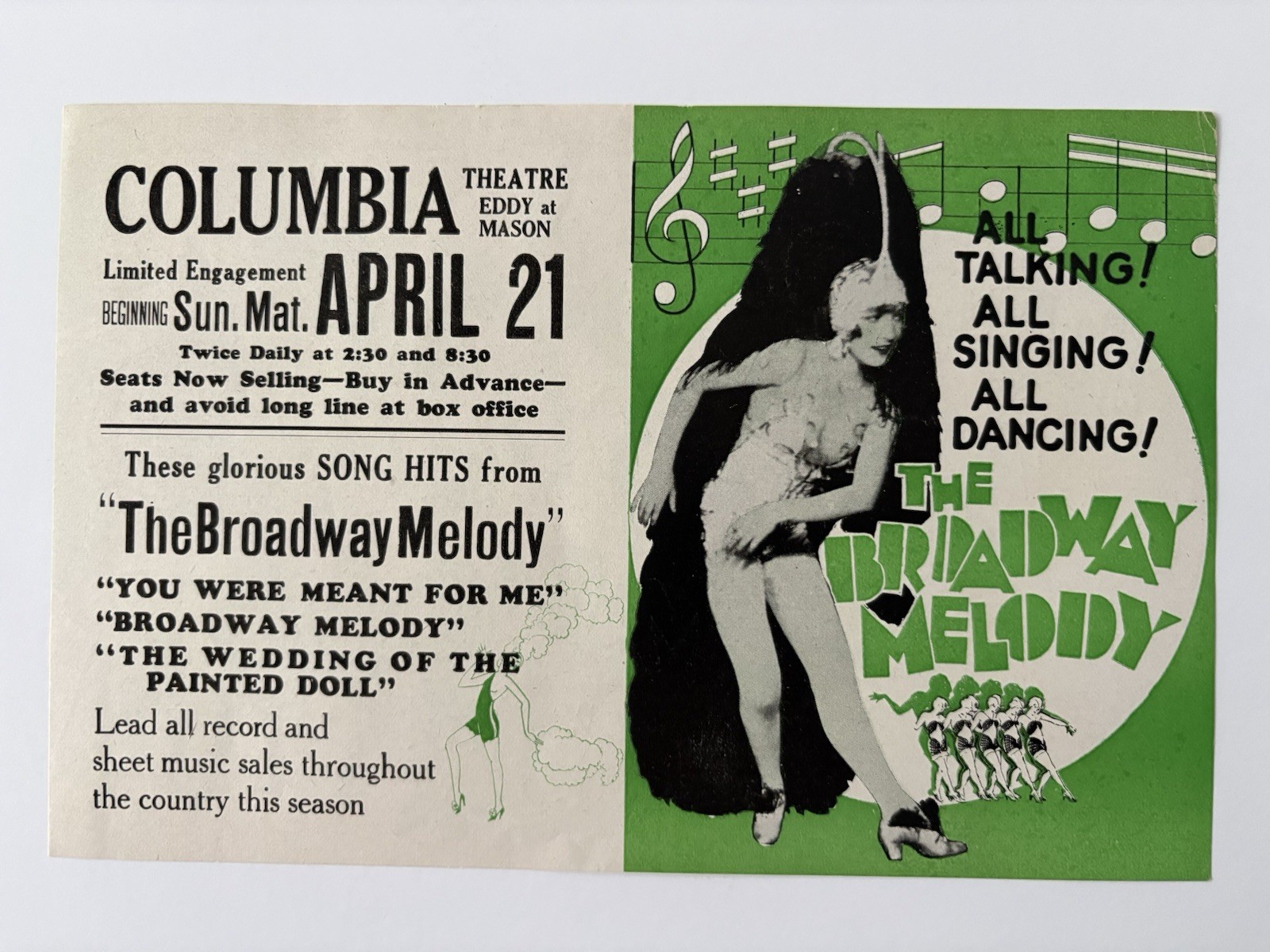 BROADWAY MELODY Herald 1932 4 1/2”x5 3/4” Movie Poster Academy Award Winner 02