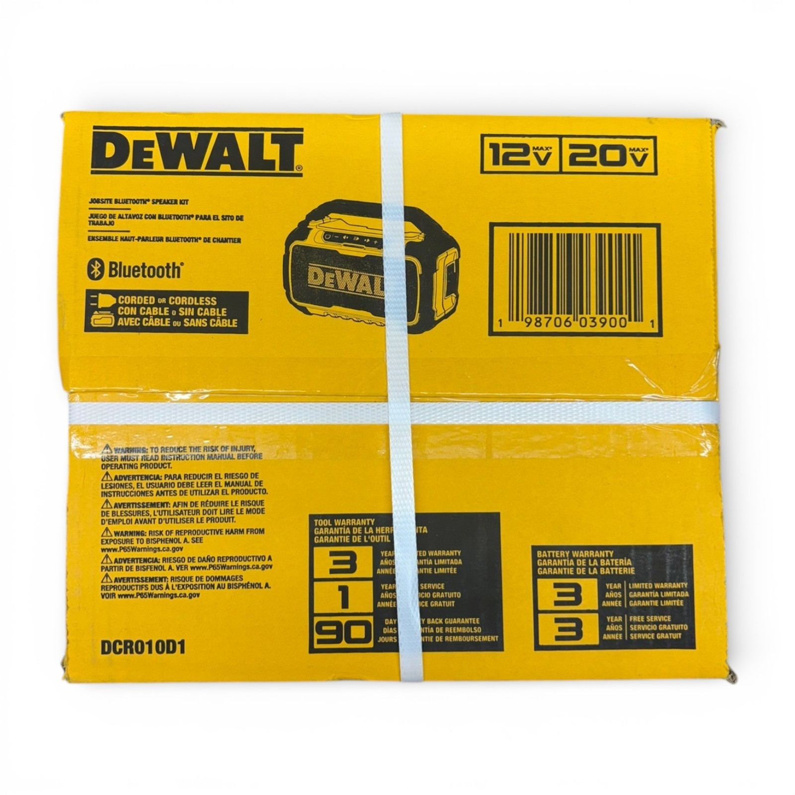 DeWalt DCR010D1 - 12V/20V Bluetooth Speaker w/ Battery and Charger - NEW