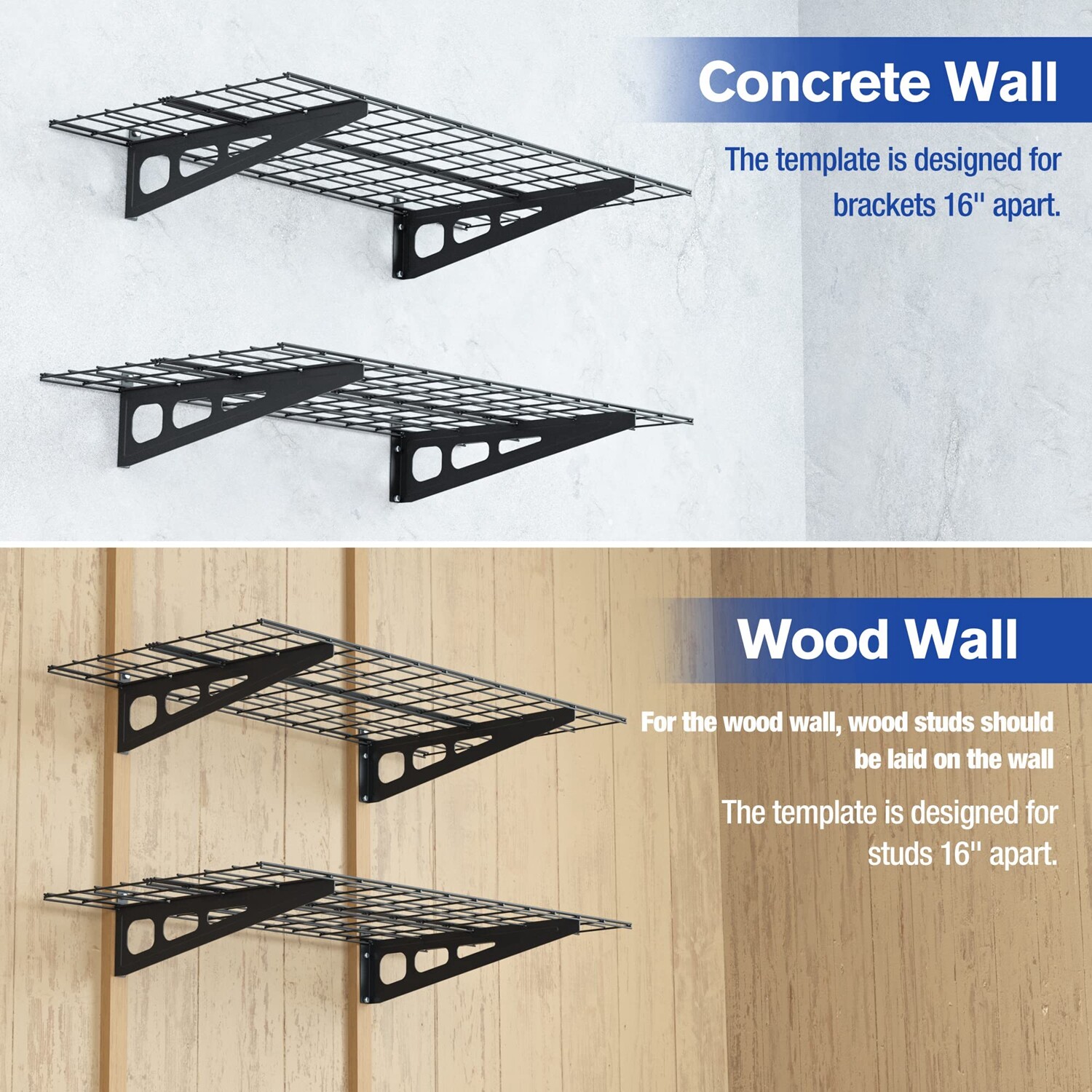 WORKPRO 2-Pack 2 X 4FT/6FT Garage Wall Shelving Heavy Duty Wall Mounted Shelving