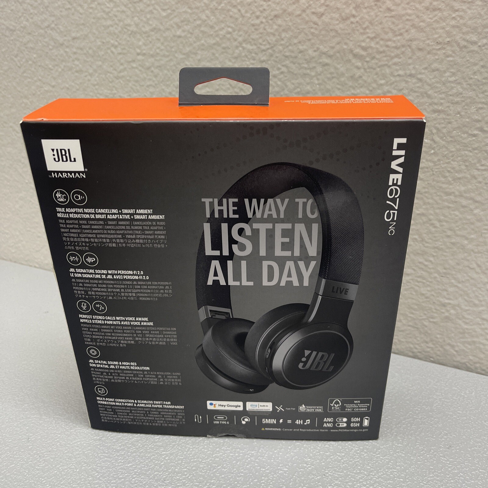 JBL Live 675NC Wireless On-Ear Headphones with Adaptive Noise Cancelling - NOB