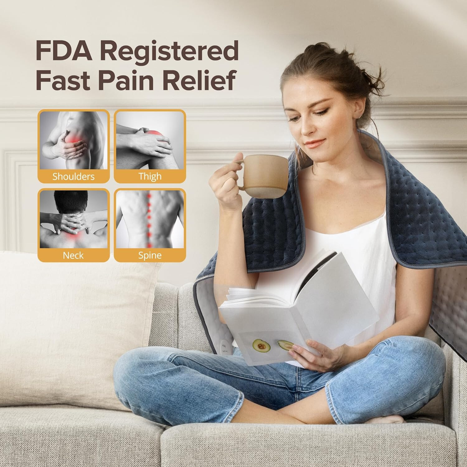 Heating Pad for Back Pain Relief, 33'' x 17'' XXXL Electric Heating Pad for Neck