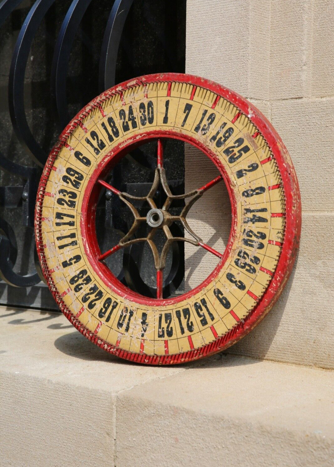 Antique Roulette Wood Gambling Gaming Carnival Wheel Casino Game Vintage Circus