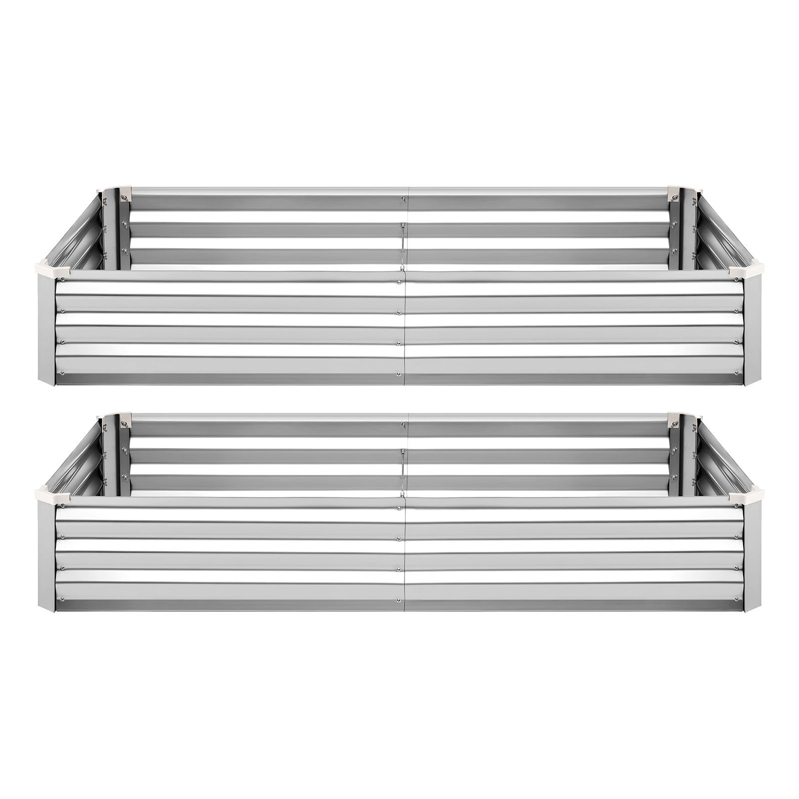 VEVOR 2 Pcs Galvanized Raised Garden Beds 6x3x1ft Rectangular Planter Box Silver