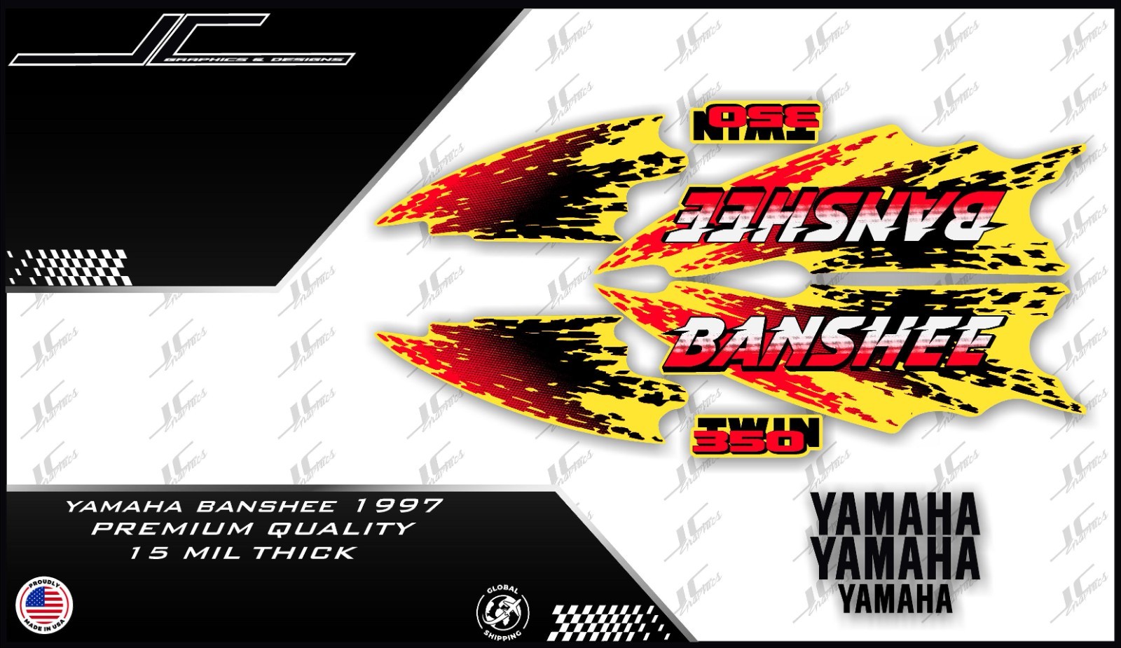 1997 yamaha banshee full graphics kit decals stickers THICK AND HIGH GLOSS