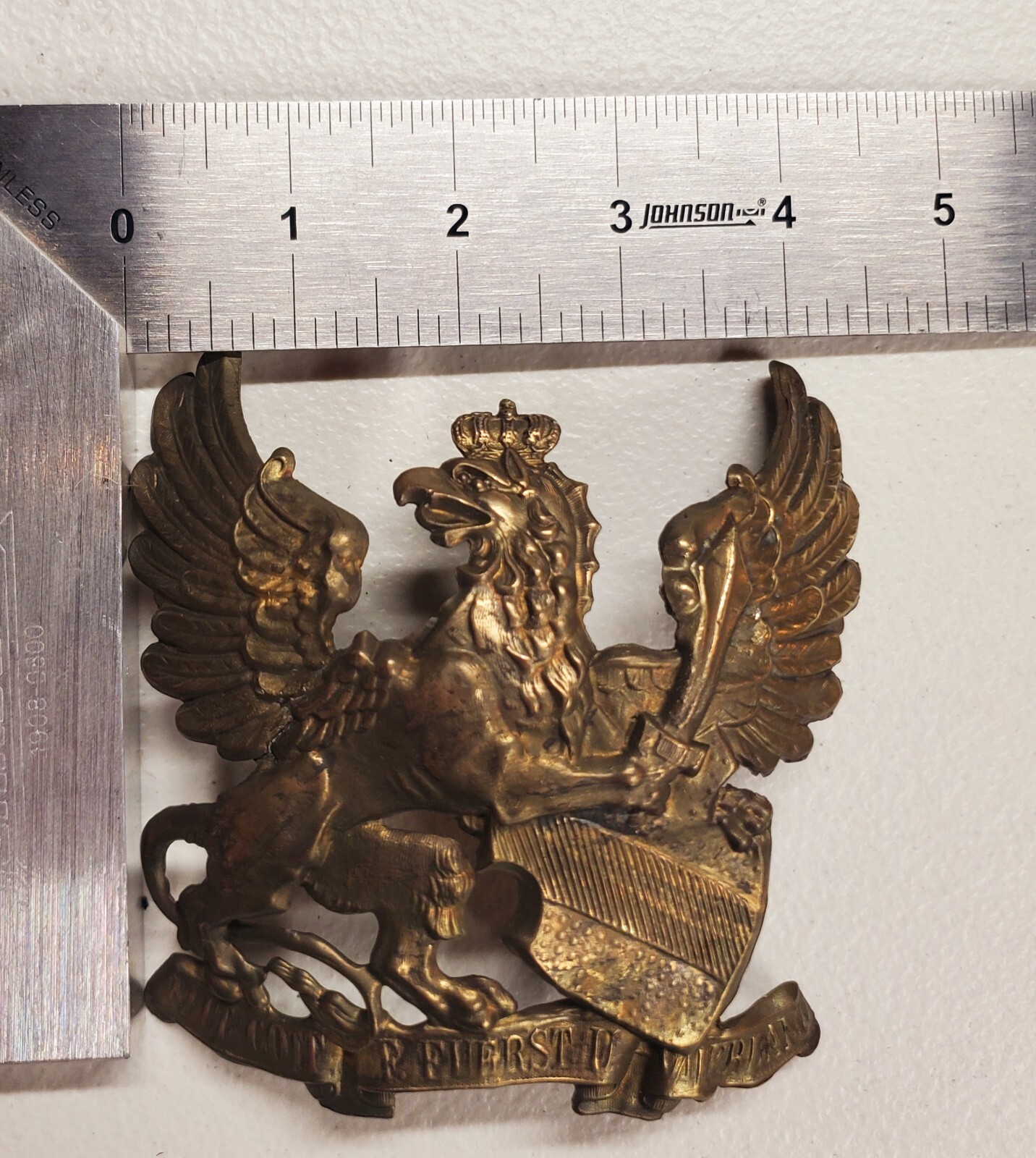 WWI Reproduction Baden Pickelhaube Helmet Plate with Brass Finish