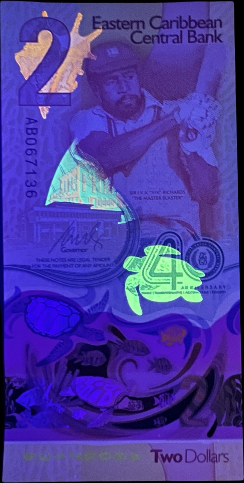 *US SELLER* 2024 East Caribbean 2 Dollars 40th P 61 Polymer AA Prefix UNC