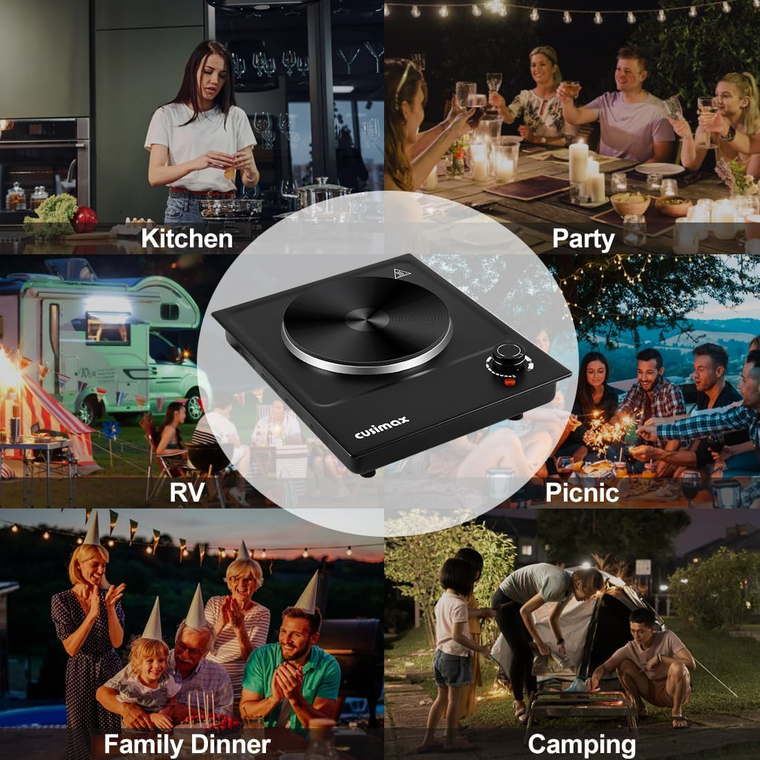 CUSIMAX Hot Plate, Single Burner Electric Cooktop, 1500W Electric Burner Hot Pla