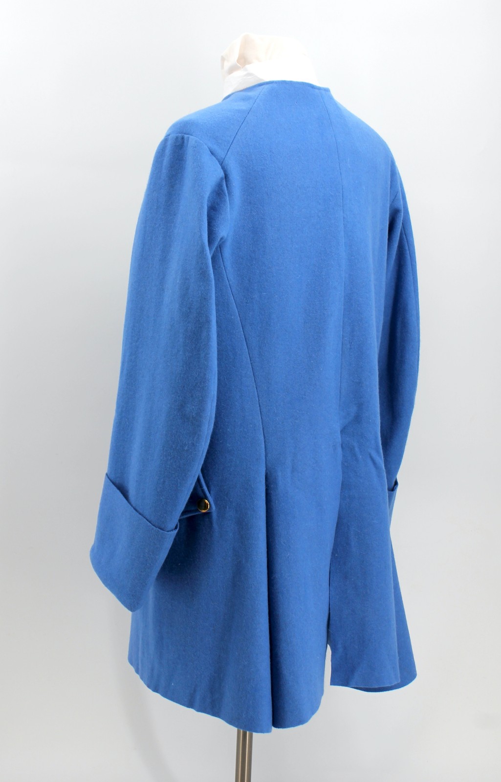 French Blue Wool Sleeved Waistcoat Size 46 / XL