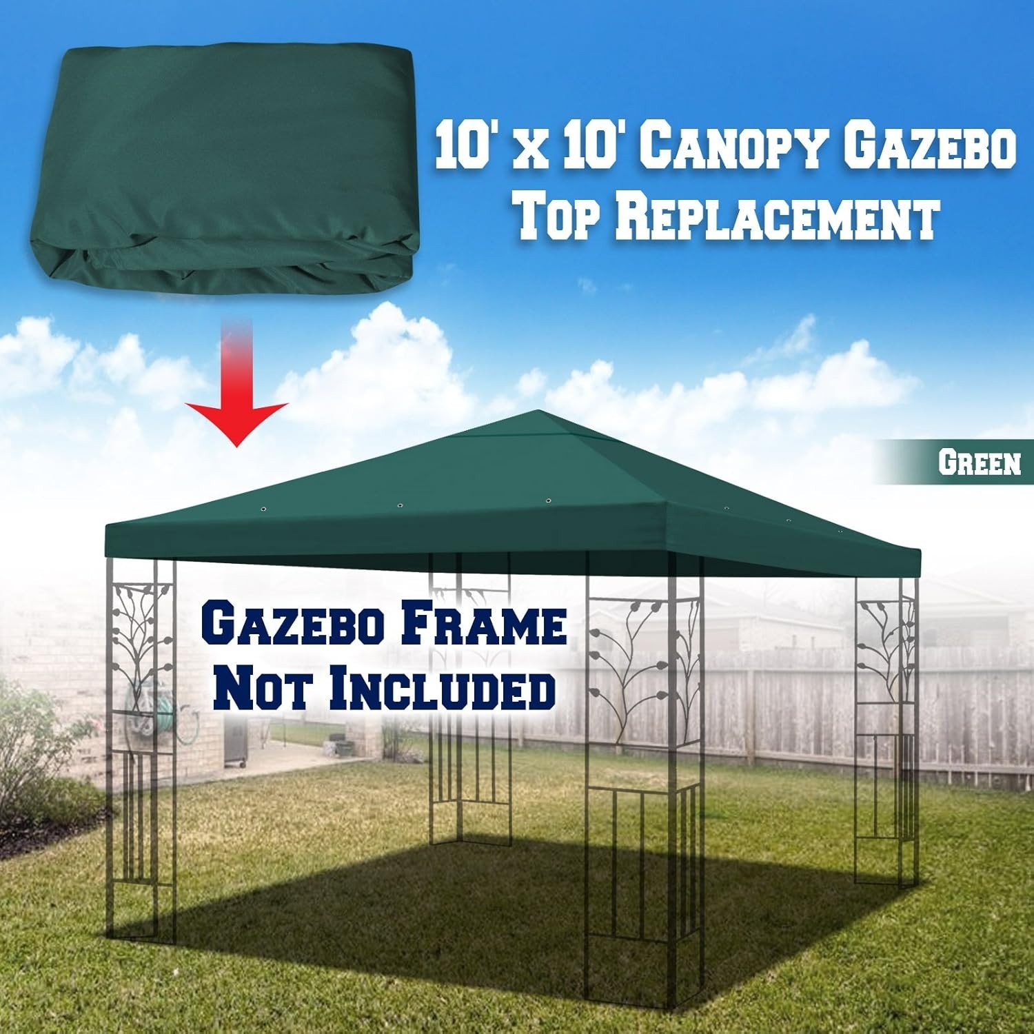 Green Gazebo Canopy Top Cover Replacement Patio Pavilion