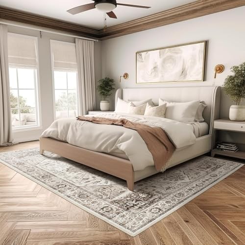 Washable 8x10 Area Rug - Large Soft Rugs for Living Room Vintage Stain