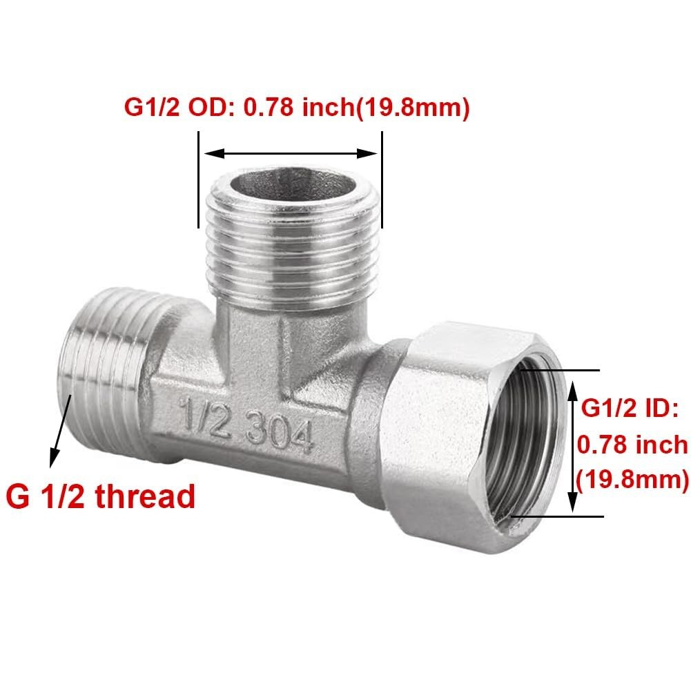 Beduan Stainless Steel 1/2" G 3 Way Diverter, Threaded Diameter:19.8mm/3/4"