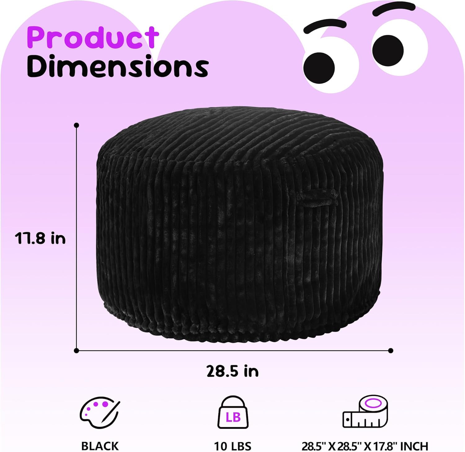 Hobestluk Bean Bag Chairs 2.5FT Bean Bag Chair with Memory Foam Filled & Stripe