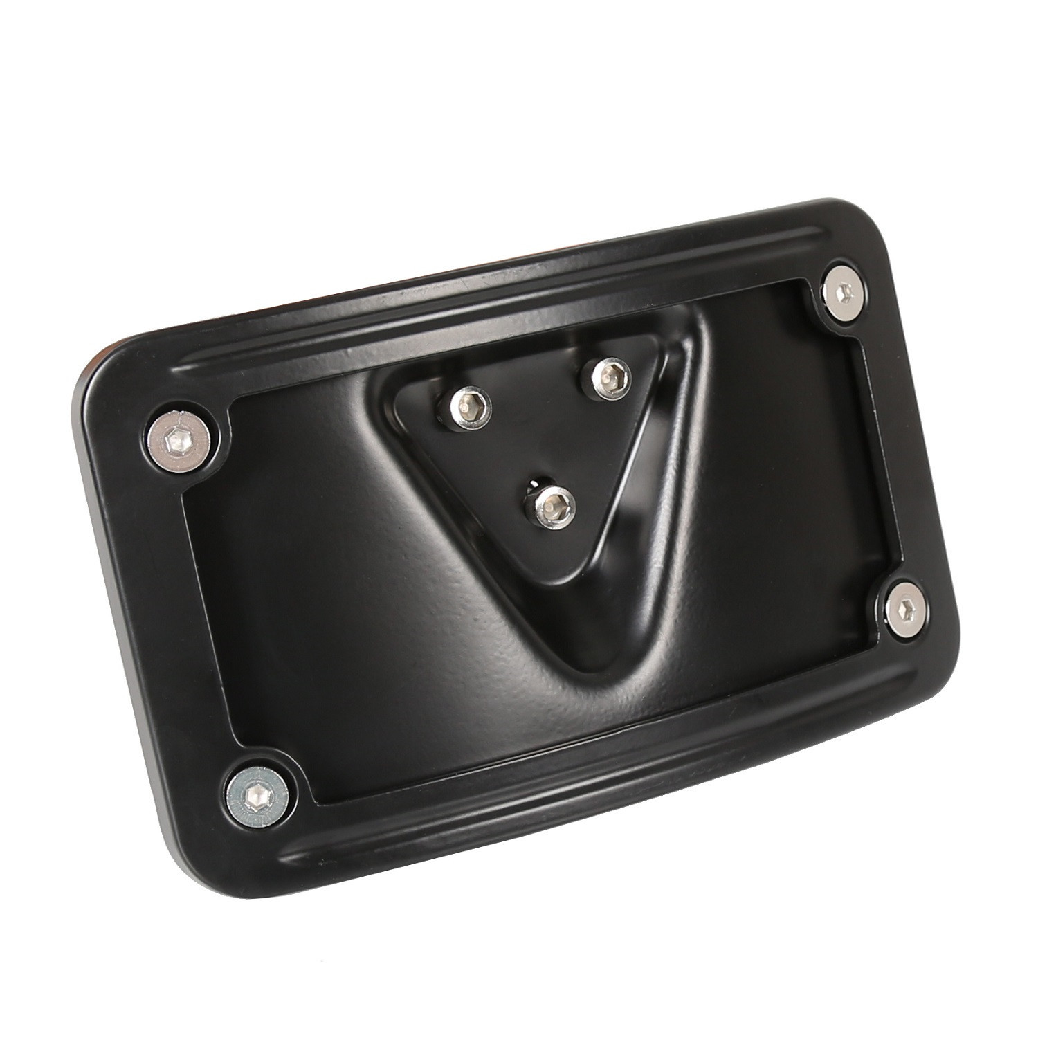 Black Curved Laydown License Plate Mount Bracket For Harley 3 Hole Mount
