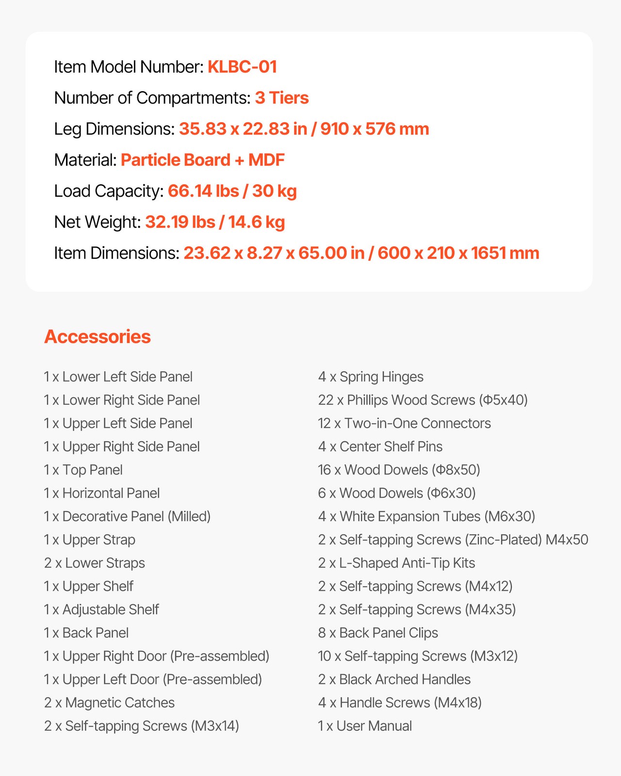 VEVOR Over The Toilet Storage Cabinet for Bathroom with Adjustable Shelf 65" H