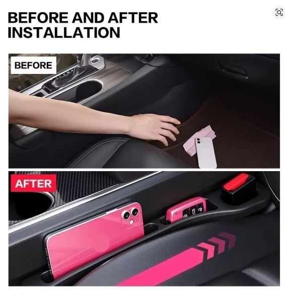 2pc Car Seat Gap Filler Organizer Storage Box Universal Leak-Proof Plug Strip