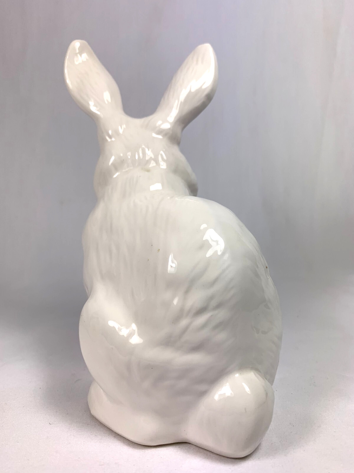 Easter Rabbit Figurine Pink Eyes & Ears Porcelain Propped Ears