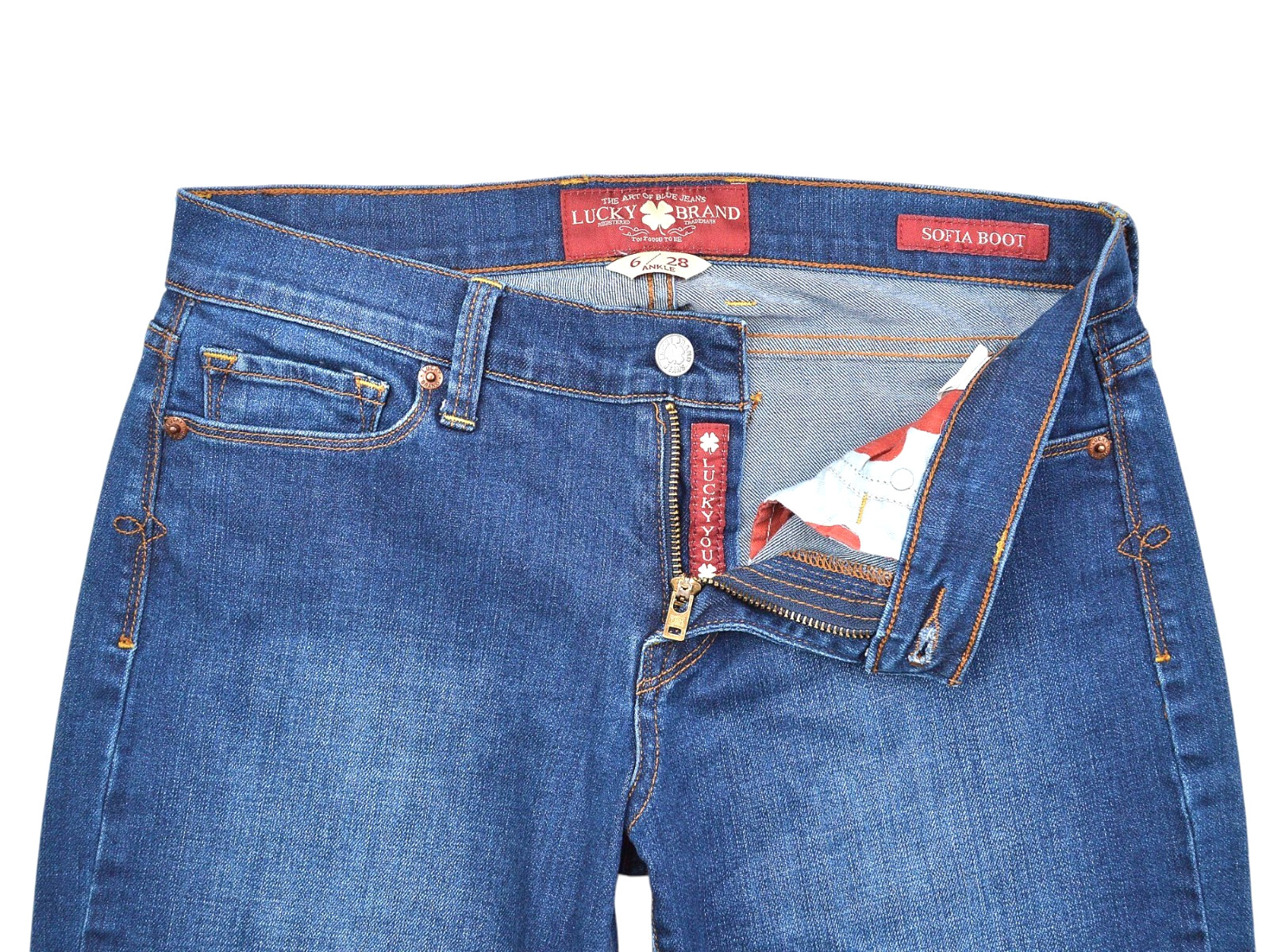 Lucky Brand Sofia Boot Jeans Womens 6/28 Low Rise Blue Denim Stretch Medium Wash