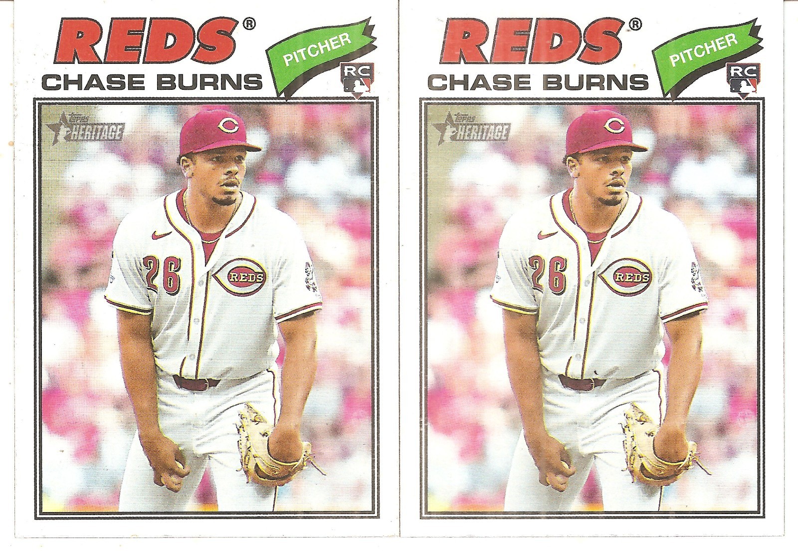 2 CARD 2026 TOPPS HERITAGE CHASE BURNS ROOKIE BASEBALL CARD LOT #212
