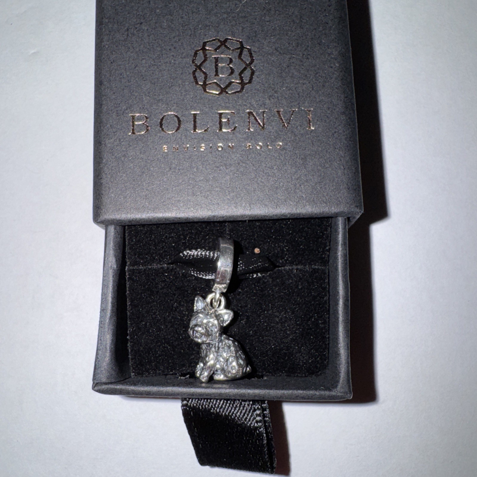 Sterling Silver Yorkshire Terrier Charm For Bracelet Or Necklace NEW