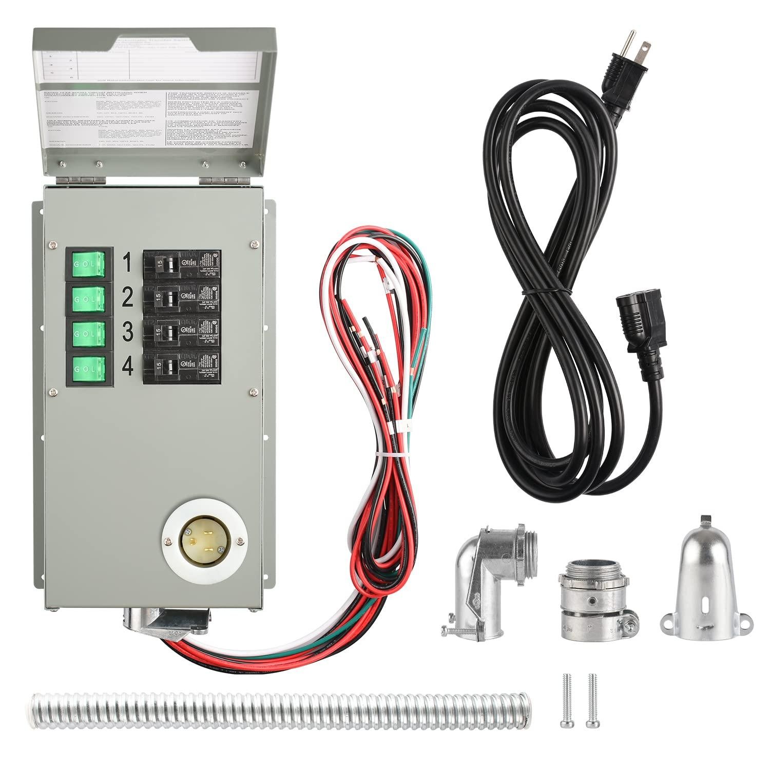 Natures Generator Transfer Switch Kit 4 Circuits, 15Amp