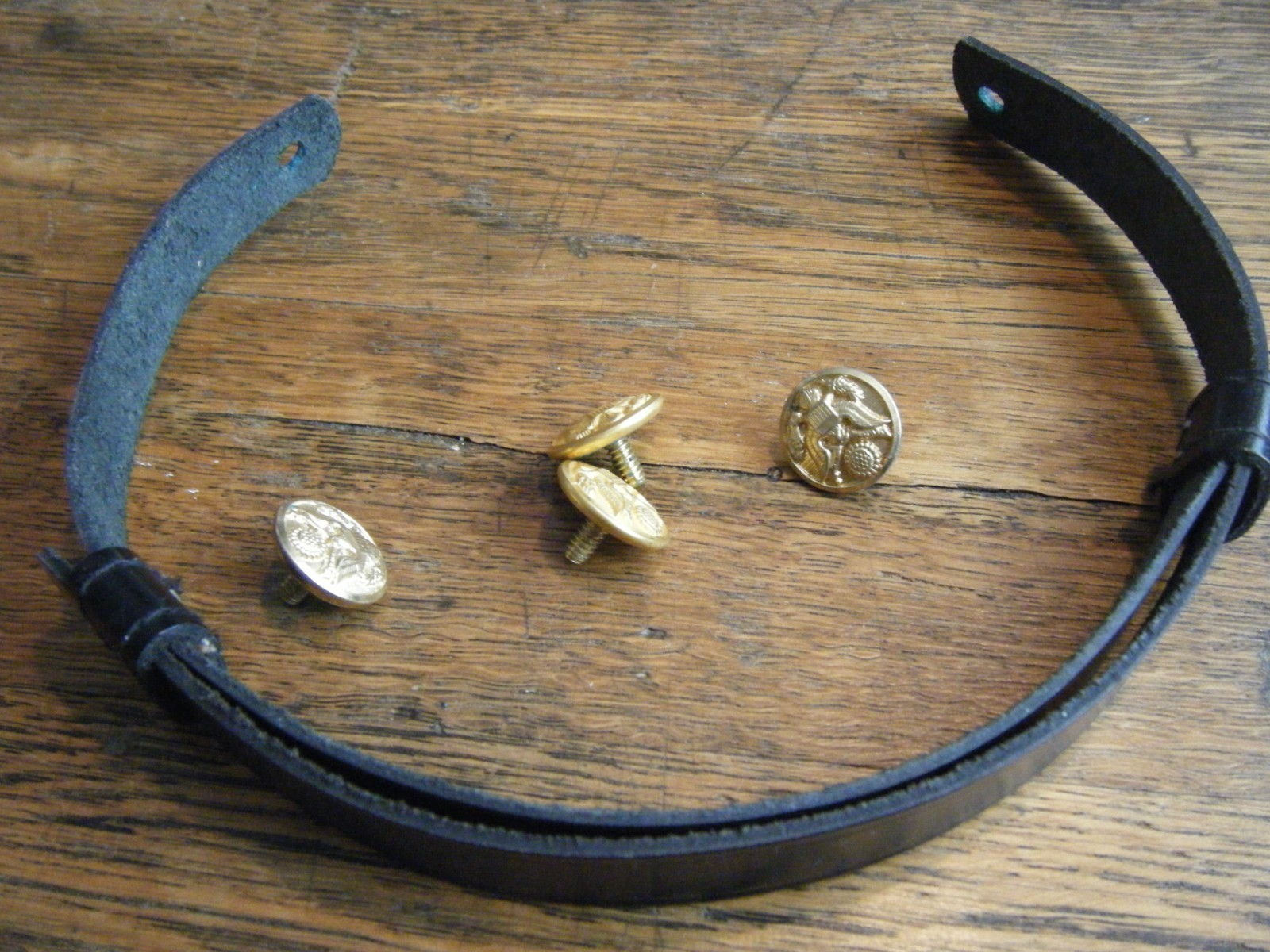 Genuine Army Black Leather Dress Hat with Adjustable Strap