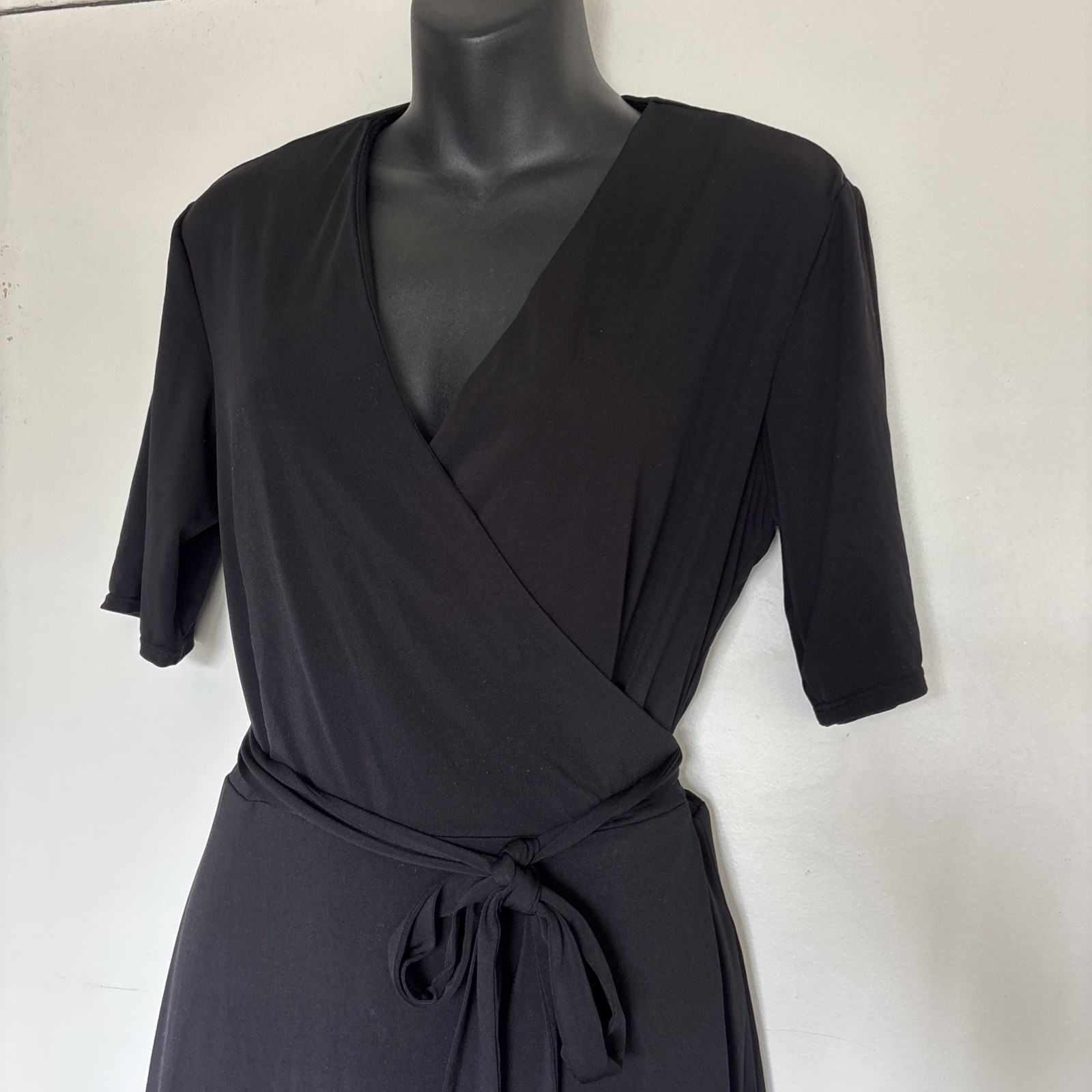 Edwards Point Grey Ladies Wrap Dress Sm Black Hospitality Uniform Recycled Poly