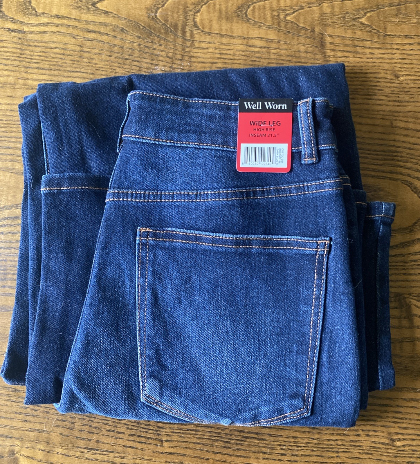 Well Worn Women's Wide Leg High Rise Jeans, Dark Blue, Size 8/29 (inseam 31.5)