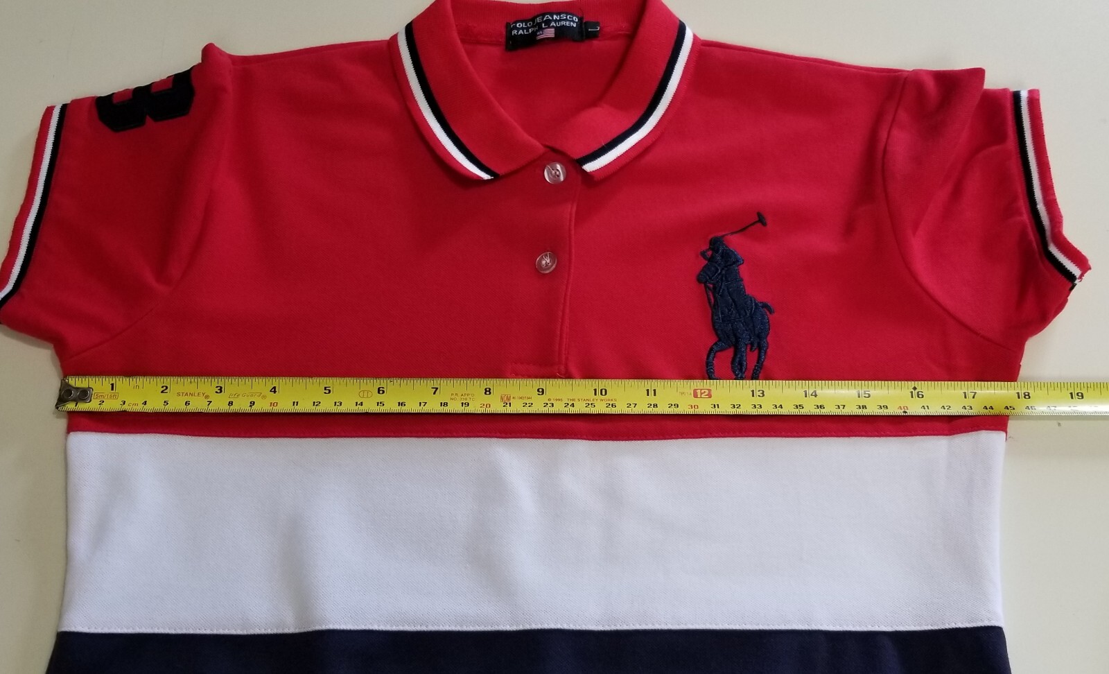 POLO Jeans Ralph Lauren Shirt Boys Youth Sz L 12 Red White Blue Big Pony #3