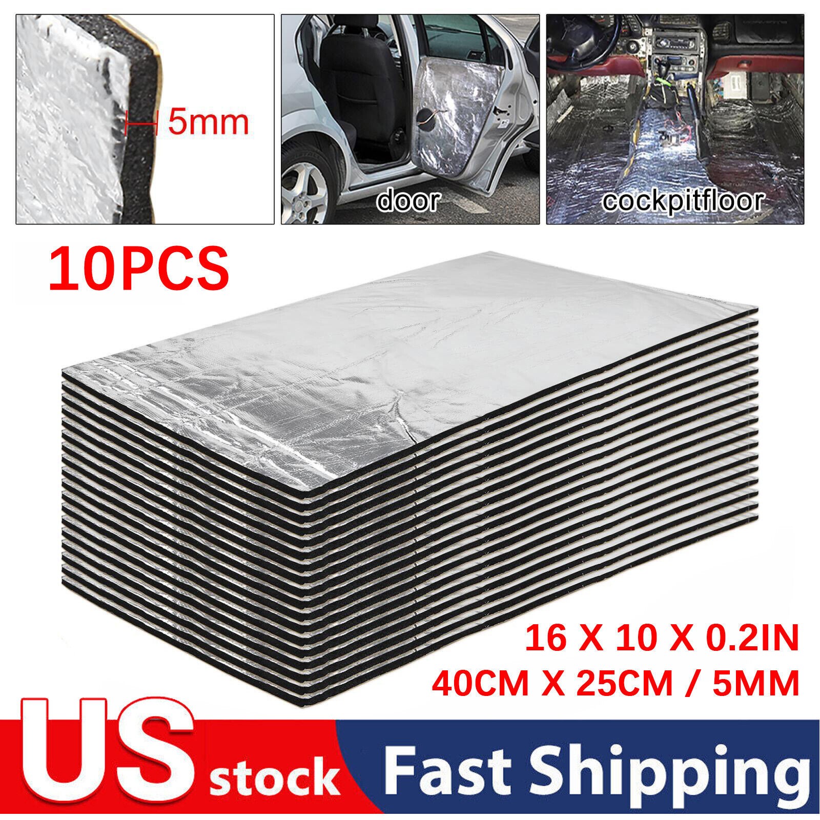 Heat Shield Sound Deadener Pad Car Firewall Thermal Noise Proof Insulation Mat