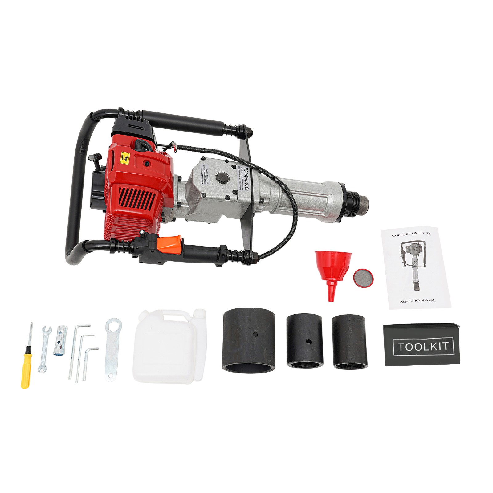 52CC 2.3HP Gas Powered T Post Driver Fence Pile Driver Pounder Toolkit w/3 Heads