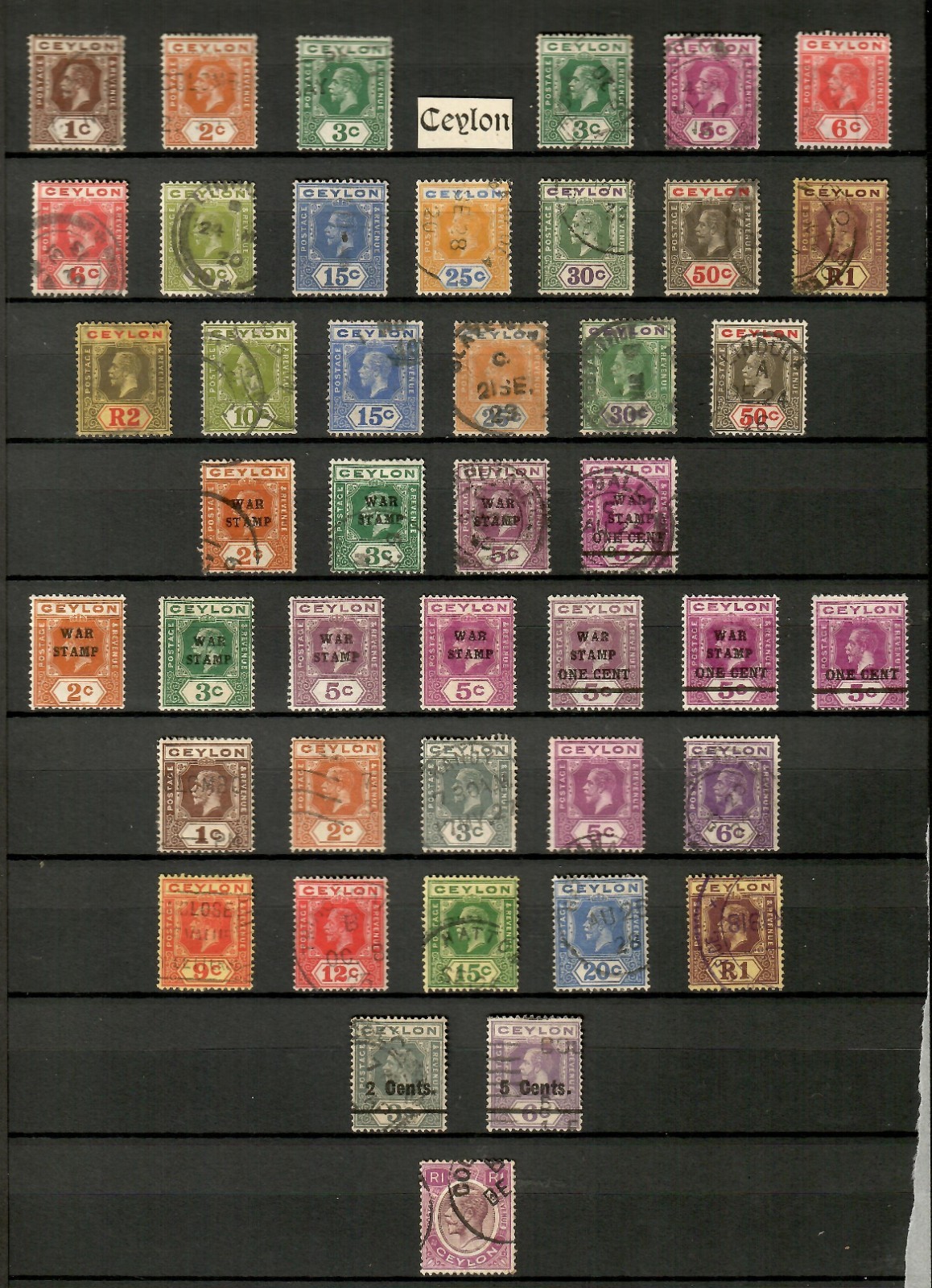 CEYLON GV collection of 43 stamps mint and used see scan