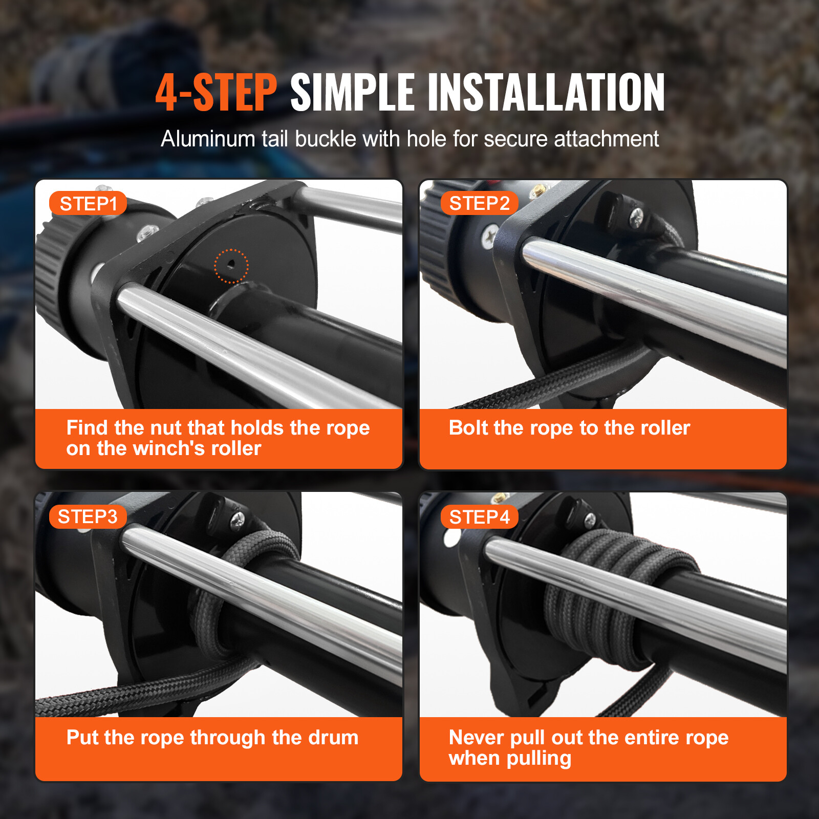 VEVOR Synthetic Winch Rope Winch Line Cable 3/8" x 85' 26500 lbs for SUV Truck