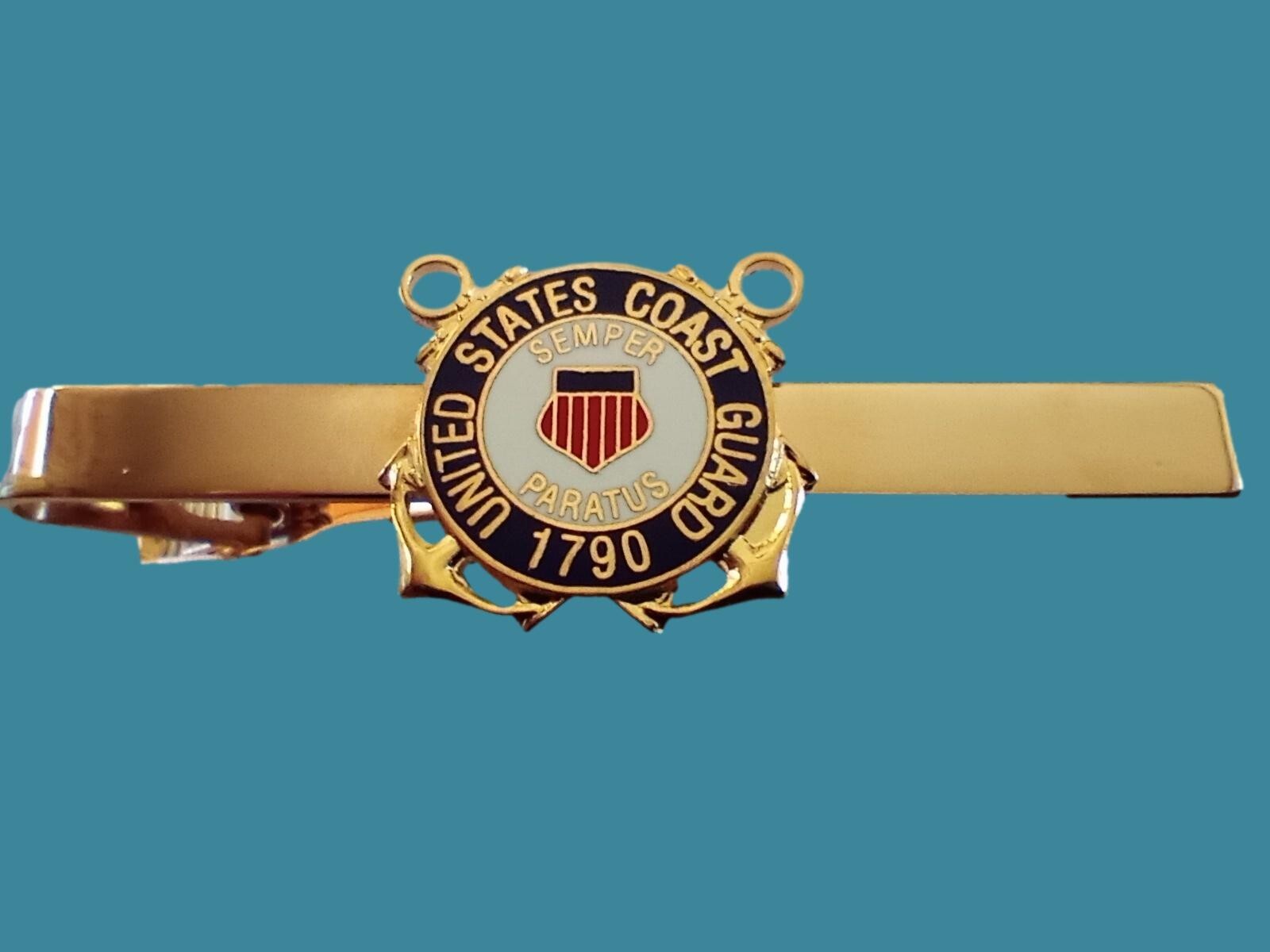 U.S COAST GUARD TIE BAR TIE TAC CLIP ON STYLE U.S.A MADE SEMPER PARATUS