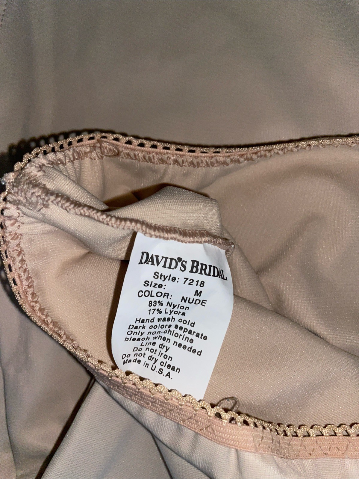 Davids Bridal Half Slip Control Top Support High Slit 7218 Beige Long Medium M